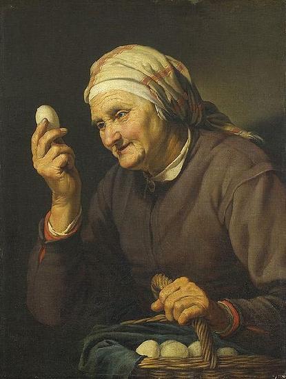 Hendrick Bloemaert Old woman selling eggs France oil painting art